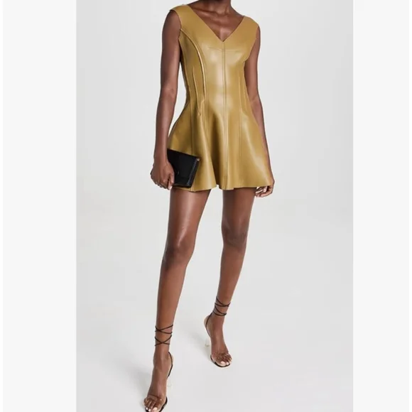 Norma Kamali Gracie Faux leather Mini Dress Size S $225 MSRP - Picture 4 of 12